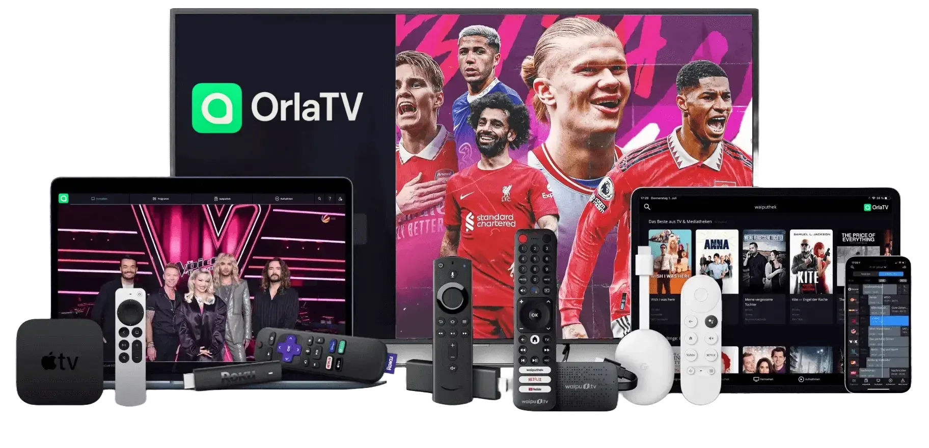 Orla IPTV compatible devices including Firestick, Apple TV, Android, Smart TVs and more